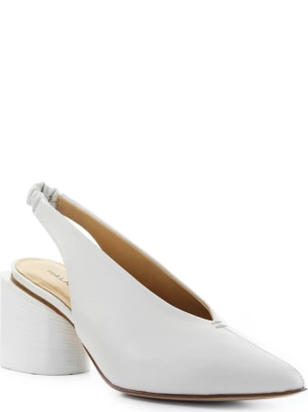 Halmanera White Nappa Leather Slingback Pump