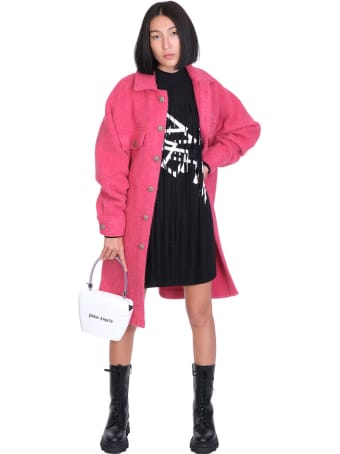 Palm Angels Fringed Over Dress In Black Cotton