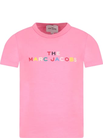 Marc Jacobs Pink T-shirt For Girl With Colorful Logo