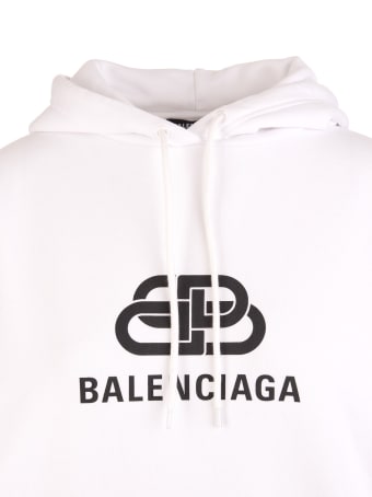 Balenciaga White New Bb Mode Hoodie