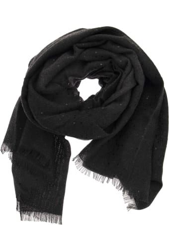 Brunello Cucinelli Cashmere And Silk Diamond Yarn Scarf Lignite