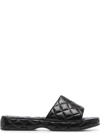 BY FAR Quilted Leather Black Lilo Mules