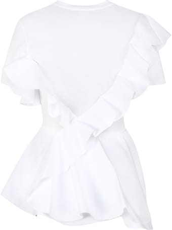 Alexander McQueen Asymmetric Ruffle Detail T-shirt