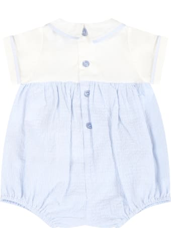 Armani Collezioni Light Blue Romper For Baby Boy With Logo