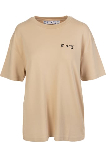 Off-White Woman Sand T-shirt With Logo