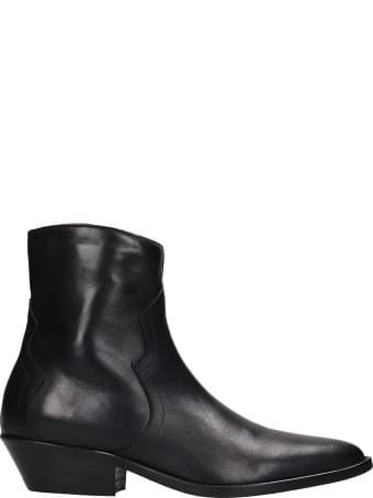 Julie Dee Texan Ankle Boots In Black Leather