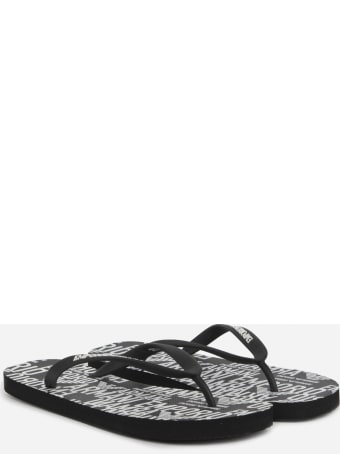 Emporio Armani Pvc Flip Flops With Contrasting Logo Print