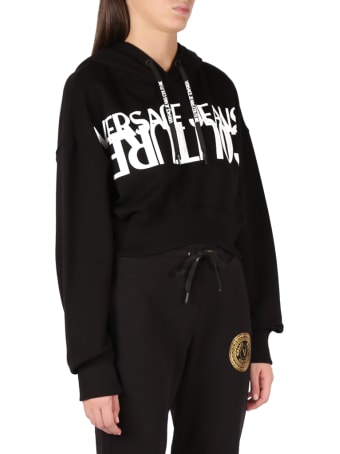 Versace Jeans Couture Cotton Hoodie With Logo Print