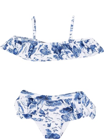 Monnalisa 2-piece White And Blue Swimsuit