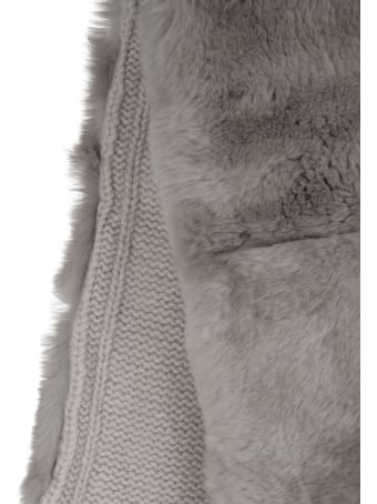 Fedeli Sand Woman Scarf With Lapin Fur