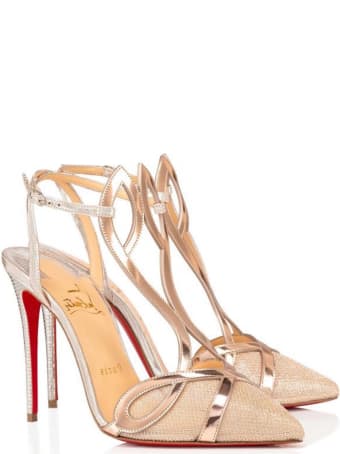 Christian Louboutin Nude-silver Double L Pump