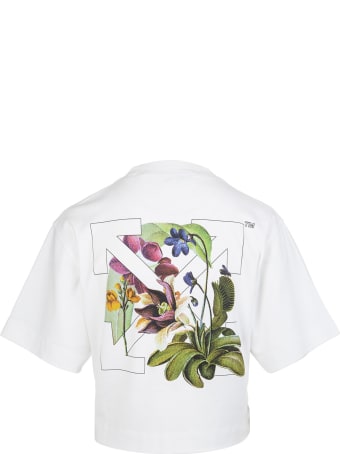 Off-White White Botanical Arrows Woman Cropped T-shirt
