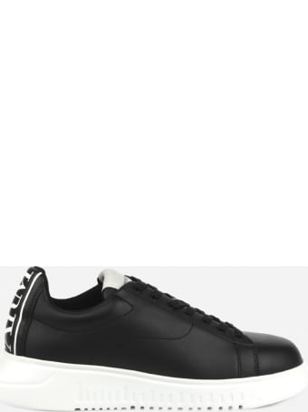 Emporio Armani Leather Sneakers With Contrasting Logo