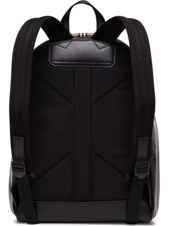 Burberry Backpack With Logo And Striped Motif In Glossy Coated Canvas