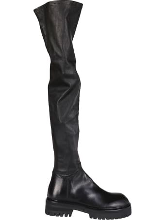 Ann Demeulemeester Black Leather Thigh-high Boots