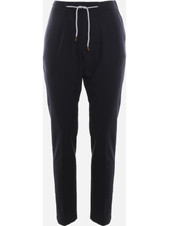 Eleventy Stretch Wool Trousers With Drawstring