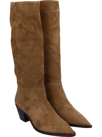 Julie Dee Low Heels Boots In Leather Color Suede