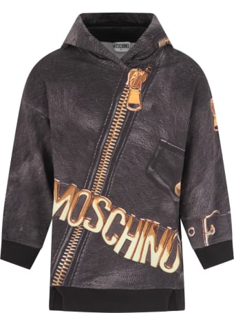 Moschino Grey Dress For Girl With Logo