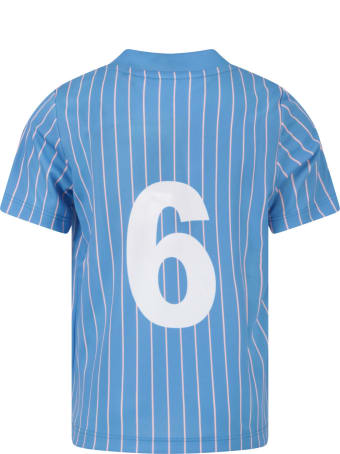 Caroline Bosmans Light Blue And Pink T-shirt For Girl With Logo