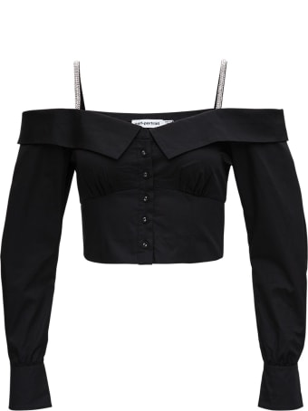 self-portrait Cropped Cotton Top With Off Shoulders