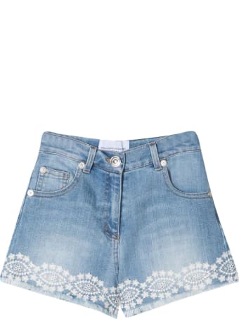 Ermanno Scervino Junior Denim Shorts With Embroidery