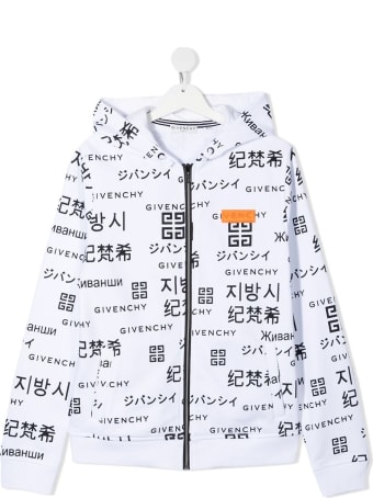 Givenchy White Cotton Hoodie With Allover Print