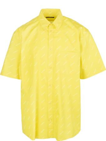 Balenciaga Yellow Shirt With White All-over Logo