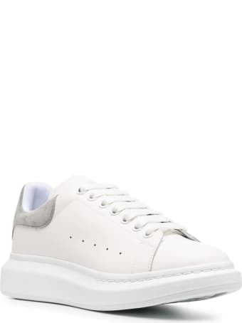 Alexander McQueen Man White Oversize Sneakers With Grey Suede Spoiler