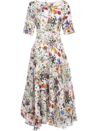 Samantha Sung Aster Linen Midi Dress S/s Boat Neck
