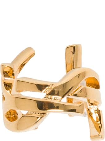 Saint Laurent Monogram Ear Cuff In Gold Brass