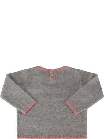 Bonpoint Grey Sweater For Babygirl With Cherries