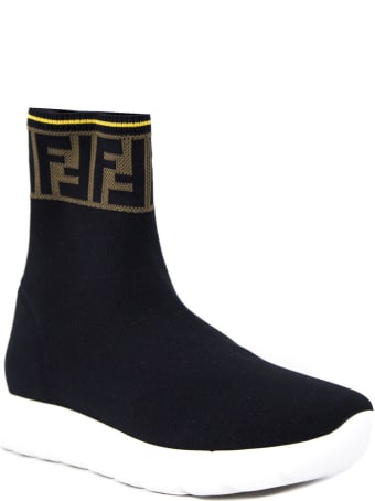 Fendi Black Stretch-mesh Junior High-top Sneakers