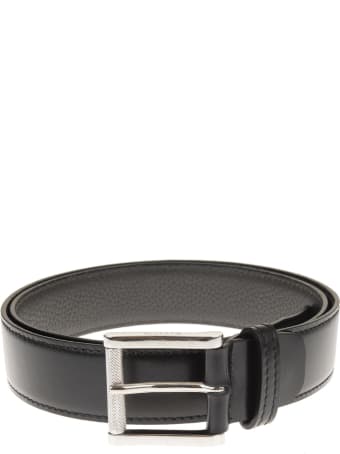 Kiton Man Belt In Black Smooth Leather
