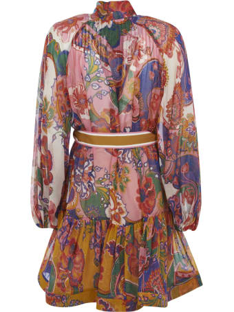 Zimmermann Belt-tie Printed Short Dress
