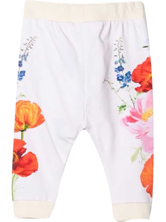 Molo White Trousers With Multicolor Print