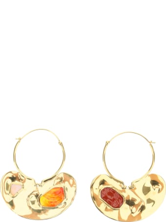 Patou Iconic Small Hoop Earrings With Stones