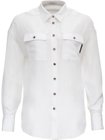 Brunello Cucinelli Silk Shirt With Monile Detail