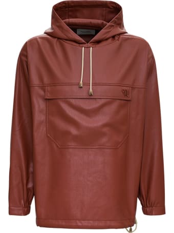 Nanushka Arno Brown Vegan Leather Hoodie