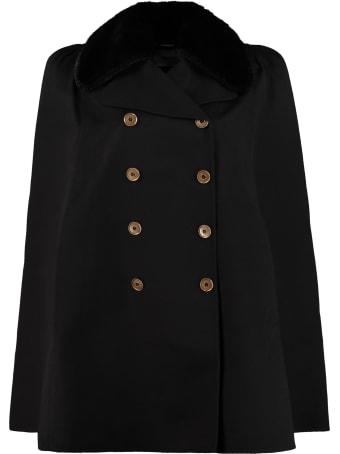 Fendi Fur Collar Wool Cape Coat
