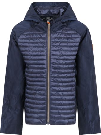 Save the Duck Blue Windbreaker For Girl With Iconic Patch