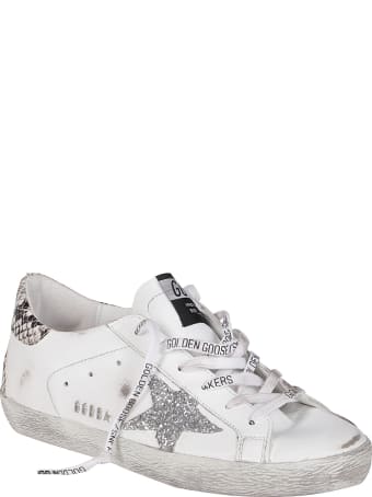 Golden Goose White And Grey Leather Super-star Sneakers