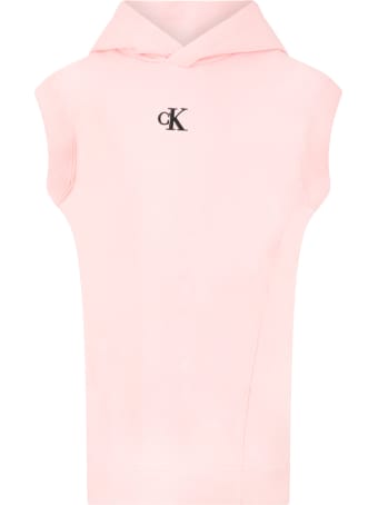 Calvin Klein Pink Dress For Girl With Logo