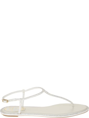 René Caovilla White Diana Elegant Thong Sandal