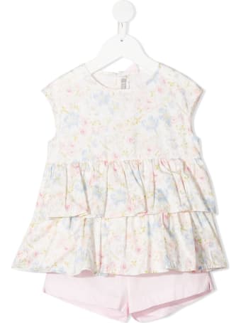 Il Gufo Floral Jersey Blouse And Shorts Suit