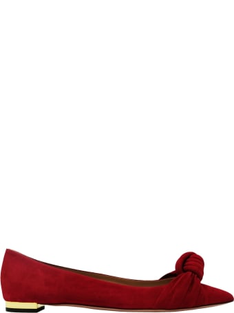 Aquazzura Red Suede Kiki Flat