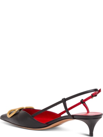 Valentino Garavani V Logo Mules In Leather