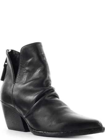 Elena Iachi Black Leather Texan Ankle Boot