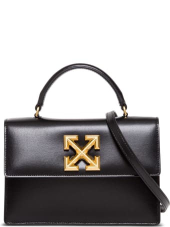 Off-White Twist Jitney 1.4 Crossbody Bag In Black Leather
