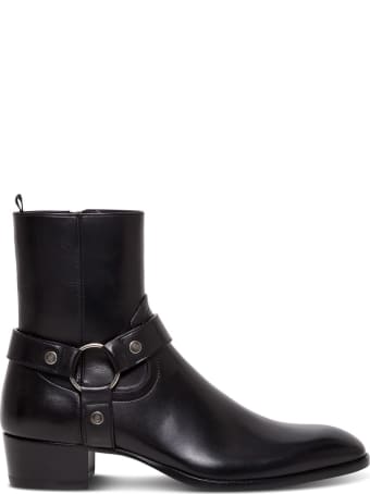 Saint Laurent Wyatt Ankle Boots In Black Leather