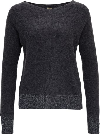 Liu-Jo Ribbed Sweate In Lurex Knitr With Jewel Buttons On Cuffs